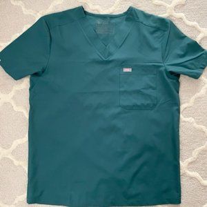 Figs FIONx Leon 3 Pocket Scrub Shirt  - Medium - (CARIBBEAN BLUE) - NEW NO TAGS